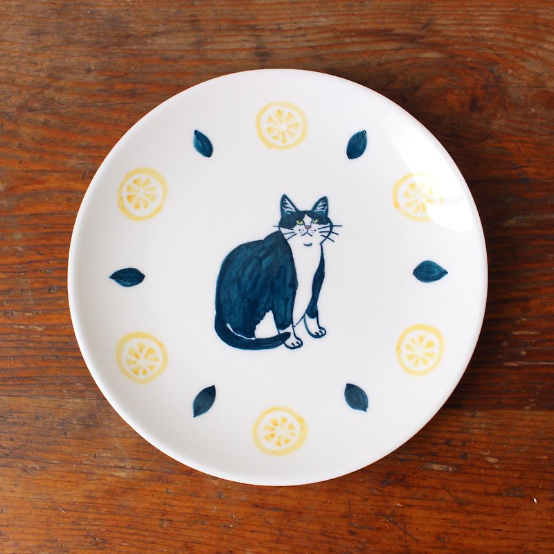 礼服猫和柠檬 15.5cm皿 - 盘子/餐盘/盘架 - 陶 黄色