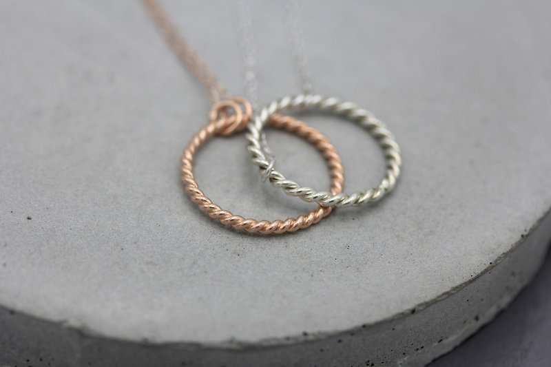 Rope ring pendant silver necklace (STN0006) - 项链 - 银 银色