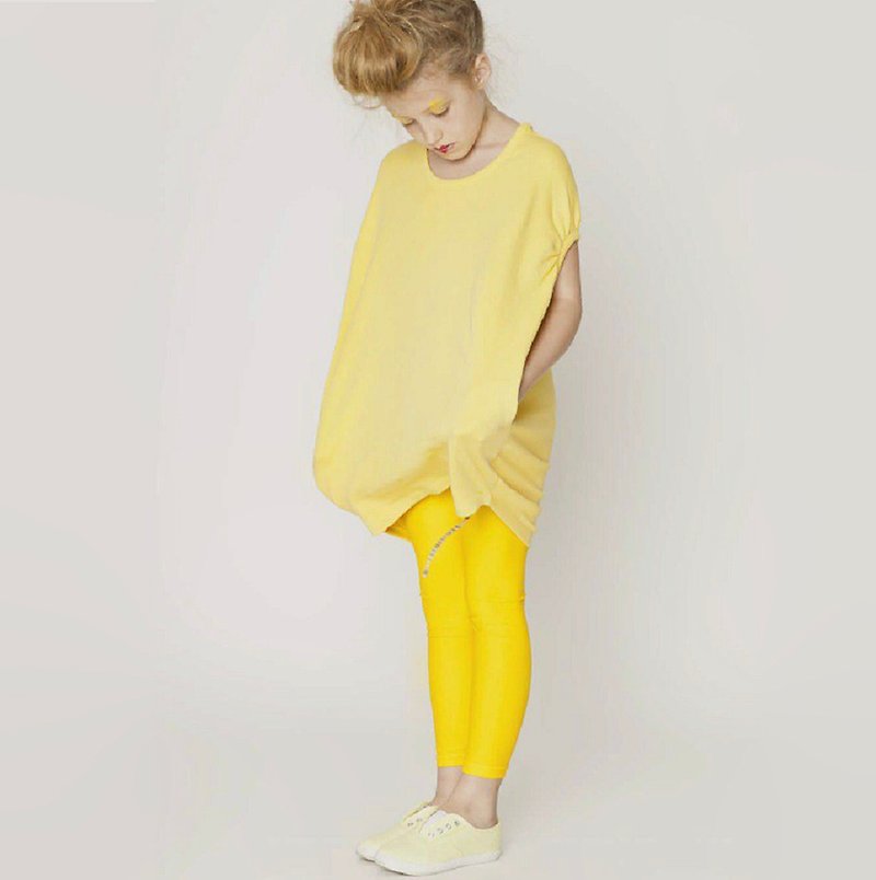 瑞典有机棉儿童宽版洋装1岁至9岁 黄色 - 童装礼服/连衣裙 - 棉．麻 黄色