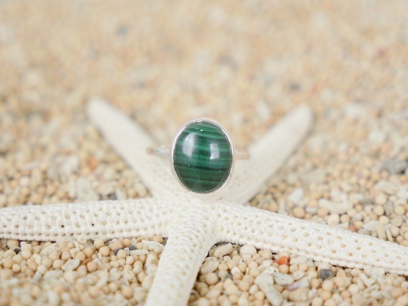 マラカイトのシルバーリング - 戒指 - 石头 绿色