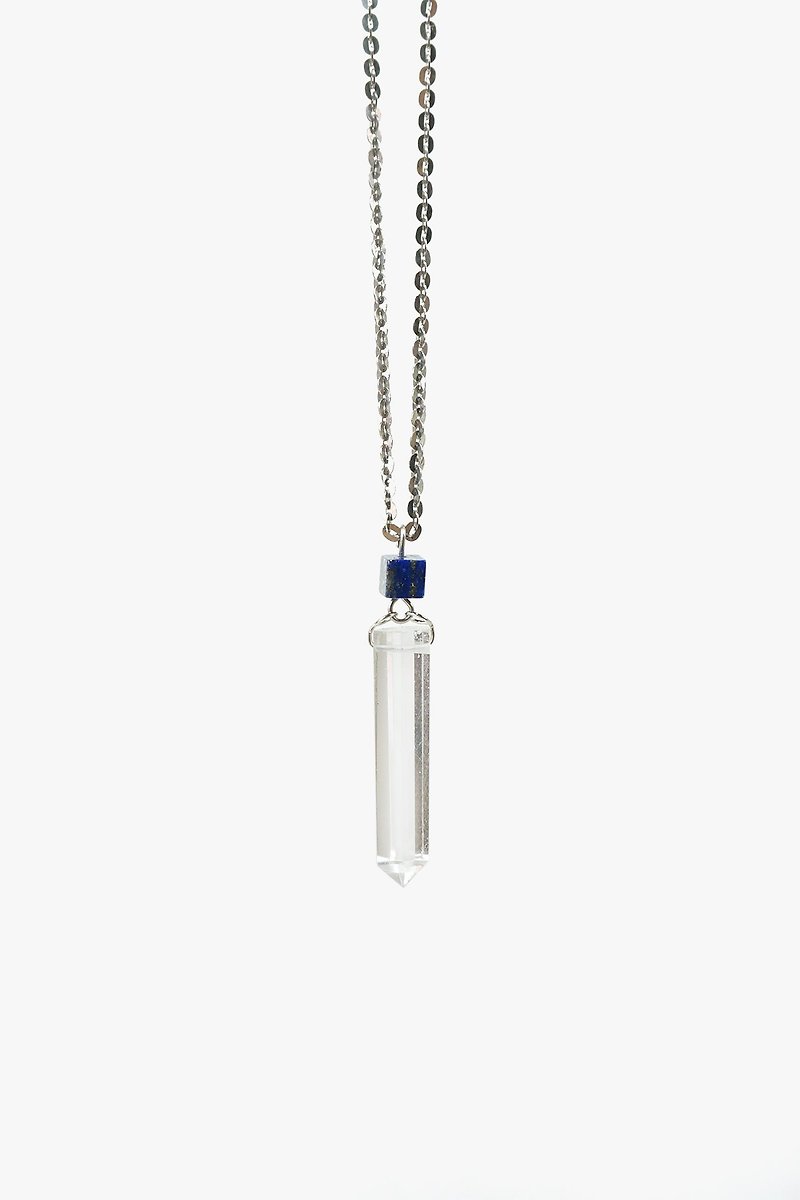 简美透明水晶柱坠子项链 // 圣诞礼物 - 项链 - 宝石 透明