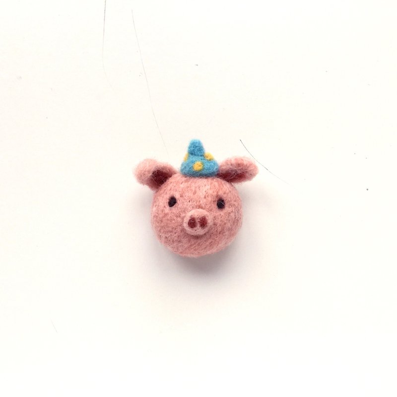小猪 羊毛毡别针 - 胸针 - 羊毛 粉红色