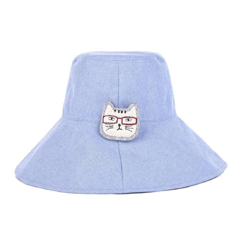 Kusuguru Japan渔夫帽 遮阳帽 防晒大帽沿可调头围 随货附别针-蓝 - 帽子 - 棉．麻 蓝色