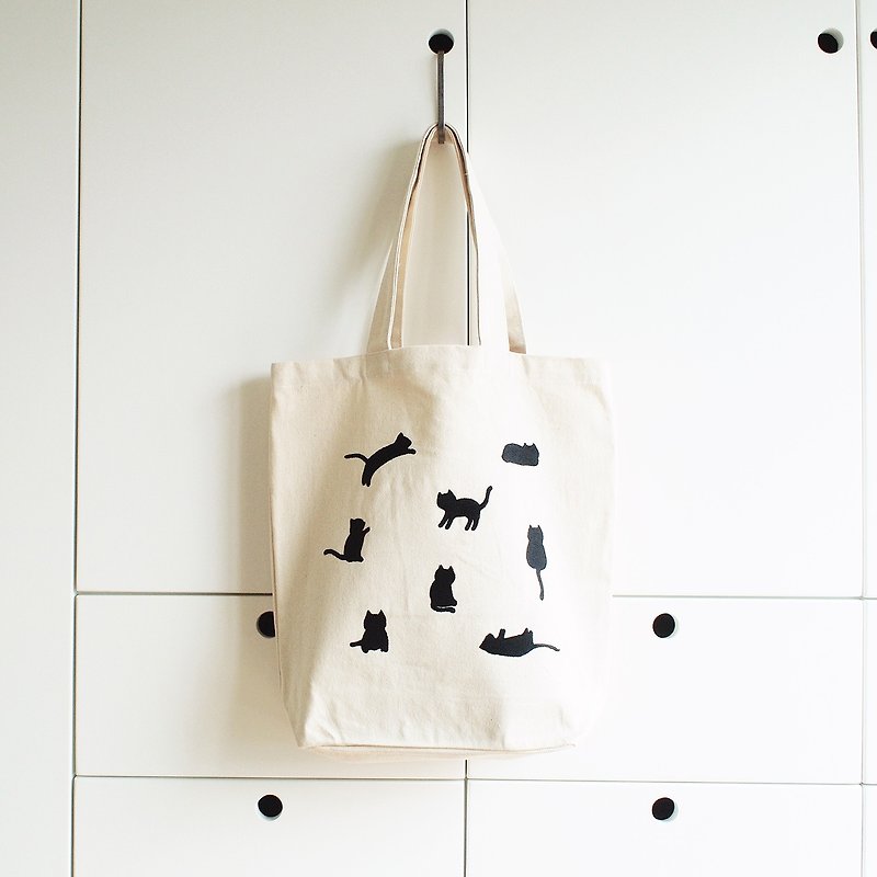little cats tote bag : natural - 手提包/手提袋 - 棉．麻 白色