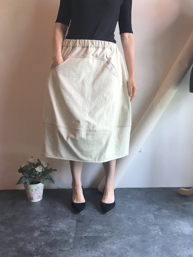 Casual jeans bubble skirt  - 裙子 - 棉．麻 