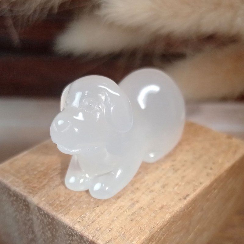 小雕件 小品动物-狗 白玉髓 - 摆饰 - 玉石 透明
