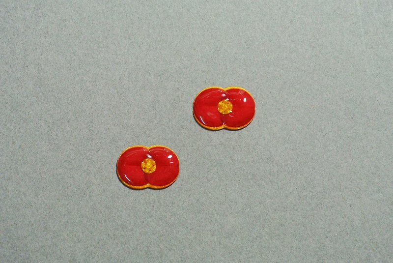 麒麟花  耳环(小) - 耳环/耳夹 - 纸 红色