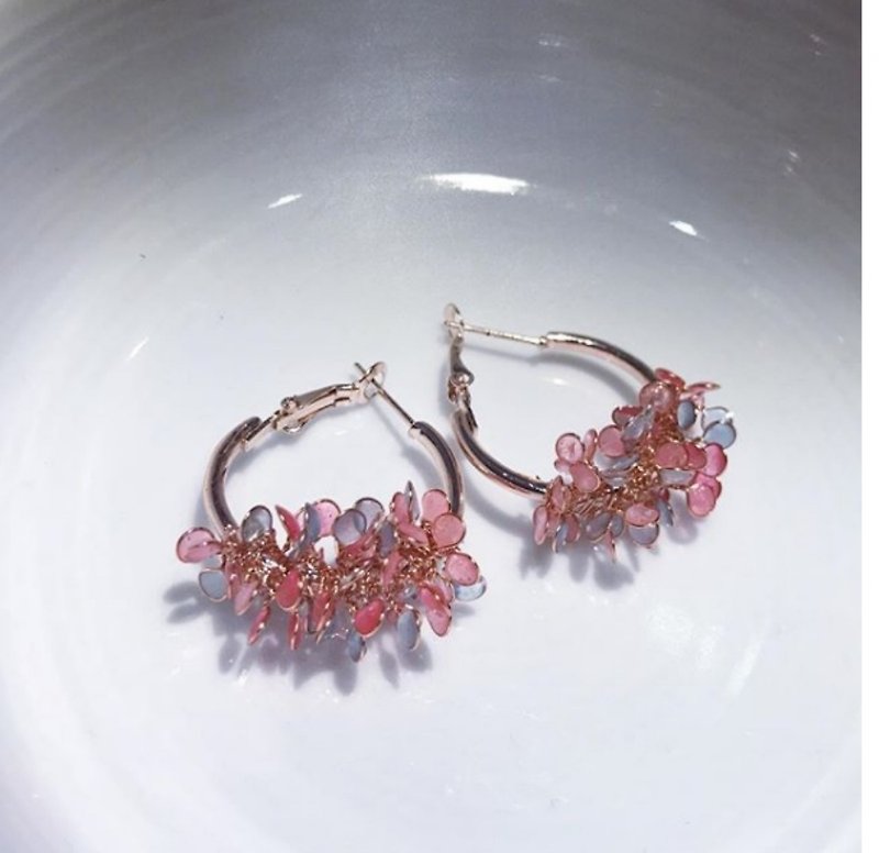 天使的花篮耳针【小梦幻鱼】 - 耳环/耳夹 - 其他材质 粉红色