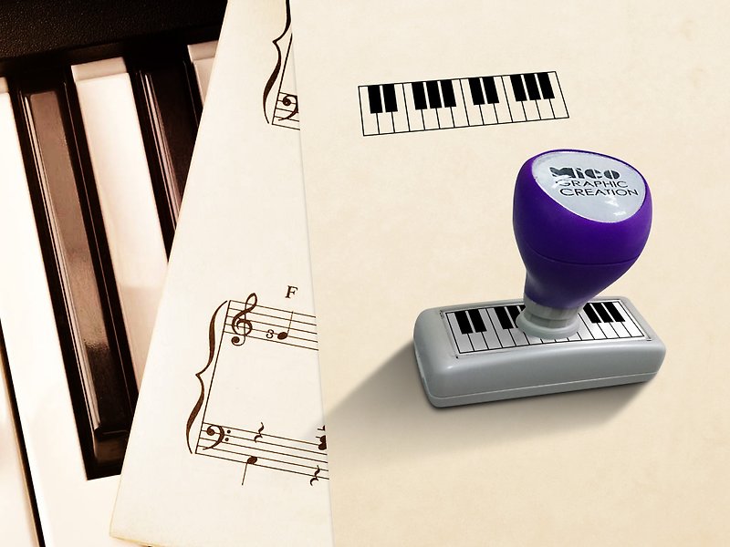 音乐印章,钢琴和弦原子印、琴键、指法、乐理,钢琴教学印 37x10mm - 印章/印台 - 塑料 黑色