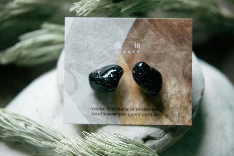 CRACK | 矿物系耳环 |  EARRINGS - 耳环/耳夹 - 玉石 黑色