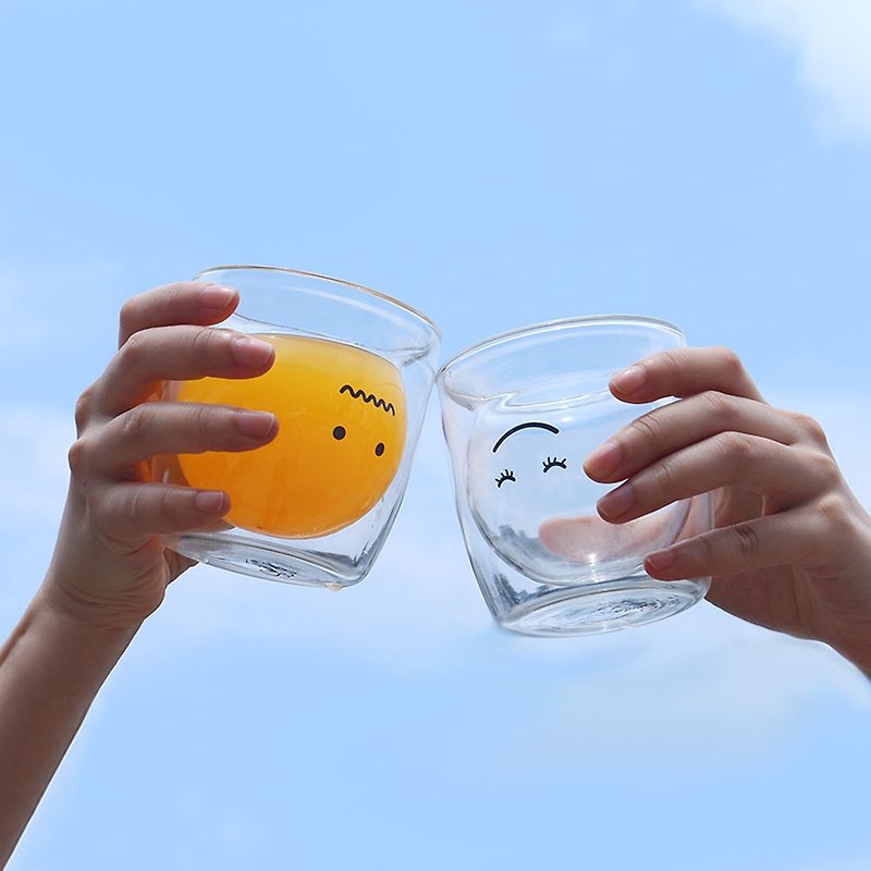 U-PICK原品生活 原创双层耐热玻璃杯家用防烫水杯微笑害羞撇嘴 - 其他 - 玻璃 透明