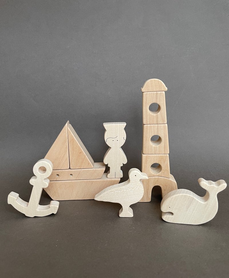 Wooden Marine toys, wooden sea animals, open ended play toys toddler - 玩具/玩偶 - 木头 透明