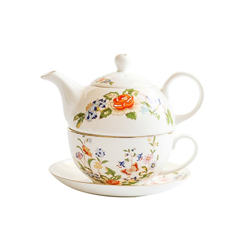 英国Aynsley 小屋花园 骨瓷独享杯壶组 - 茶具/茶杯 - 瓷 白色