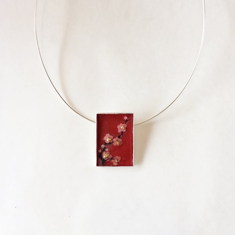 红梅 银 艺术品吊坠 Pendant Necklace/925 Silver Unique Gift - 项链 - 其他金属 