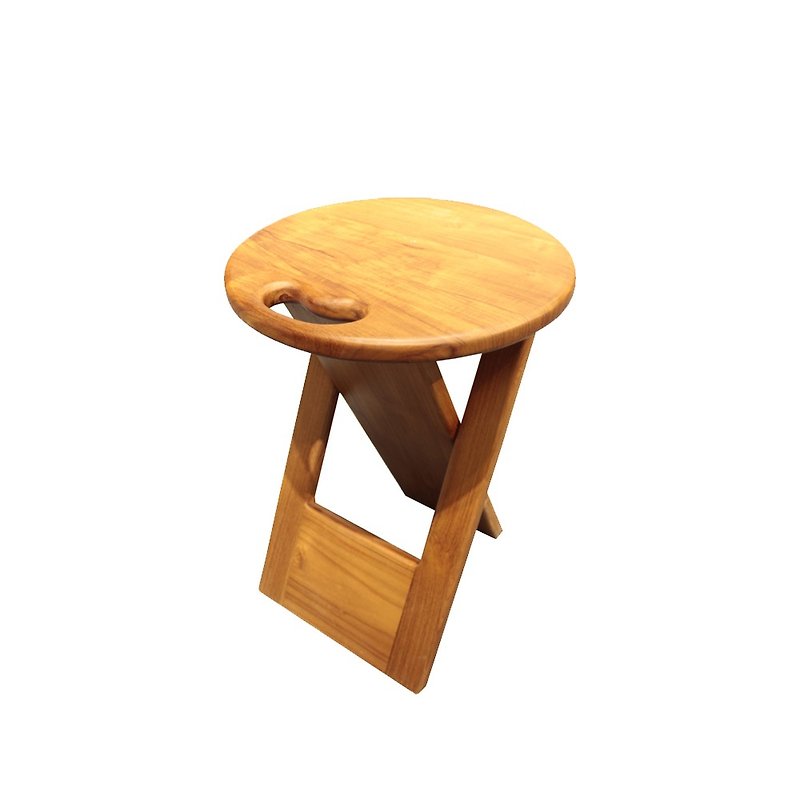 吉迪市JatiLiving | 柚木圓形折疊椅 椅子 簡約  置物架 PP050 - 椅子/沙发 - 木头 咖啡色
