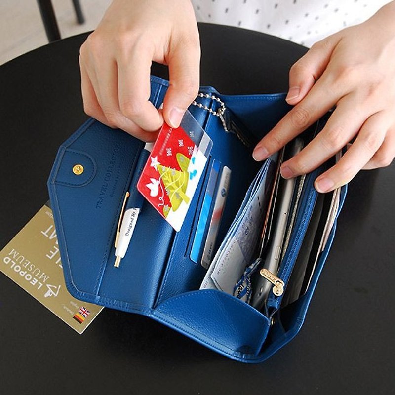 PLEPIC 旅行收藏家护照信封包-海军蓝,PPC93112 - 皮夹/钱包 - 人造皮革 蓝色
