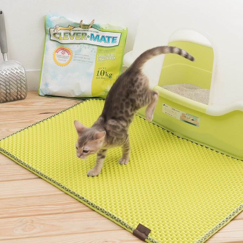 专利双层设计 减少猫砂的落砂垫-实用长方形(可爱苹果绿) 76x57cm - 清洁/美容 - 塑料 绿色