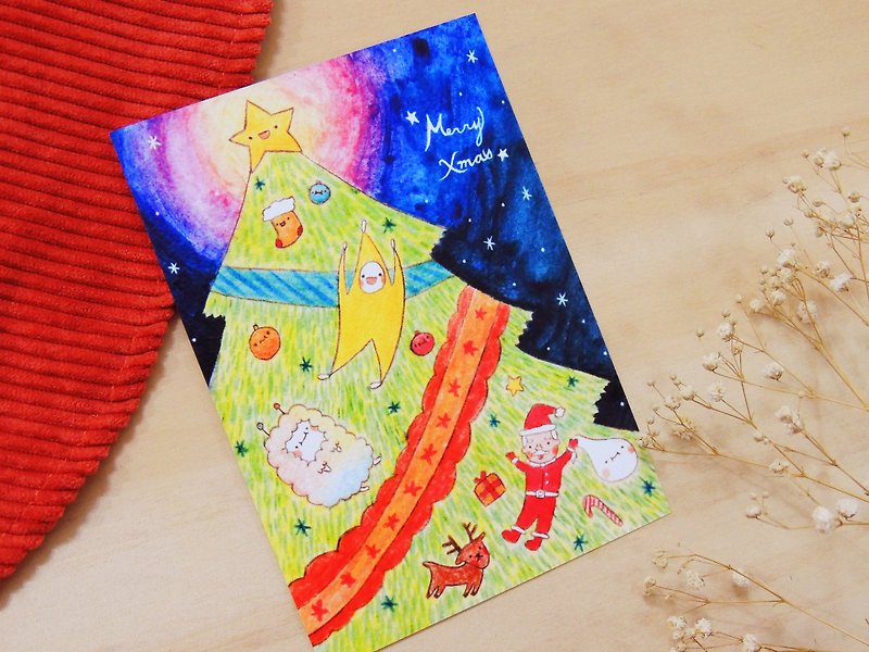 欢乐圣诞树－黄蕉星的圣诞明信片 - 卡片/明信片 - 纸 多色