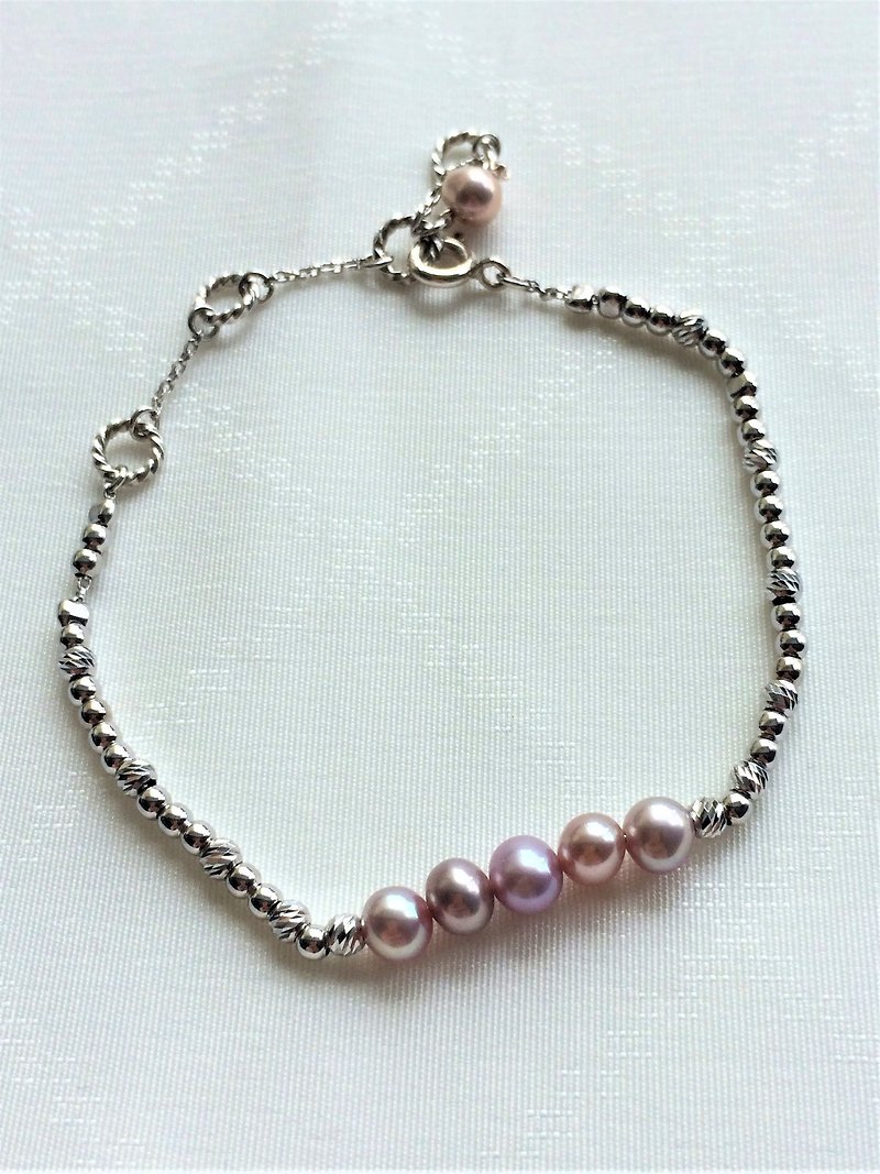 100%自家设计925纯银4A级紫色淡水珍珠手链 - 手链/手环 - 珍珠 紫色
