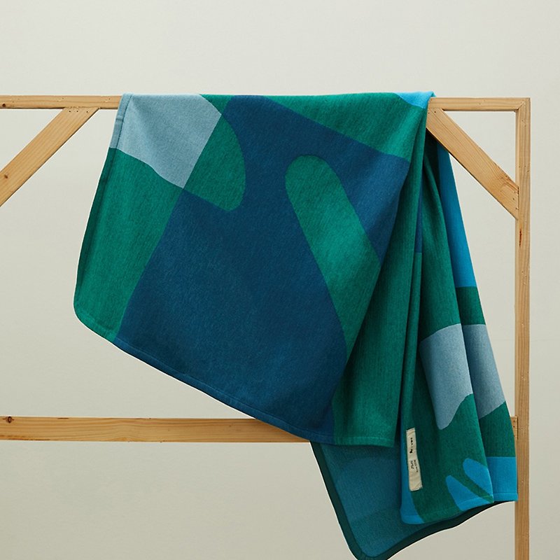 REVERIE绿毛毯由织布厂剩余纱线制成，100% 棉（小尺寸） - 被子/毛毯 - 棉．麻 绿色