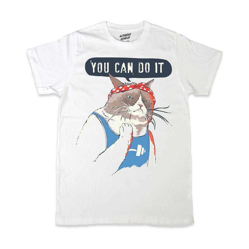 You can do it • Unisex T-shirt - 男装上衣/T 恤 - 棉．麻 白色