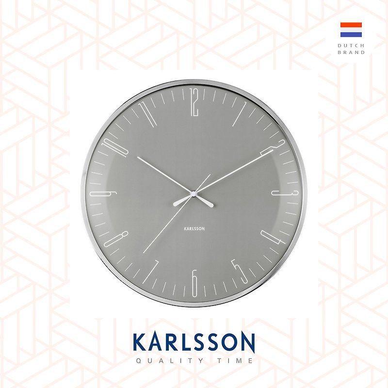 荷兰 Karlsson, Wall clock Dragonfly mouse grey, Dome glass - 时钟/闹钟 - 玻璃 灰色