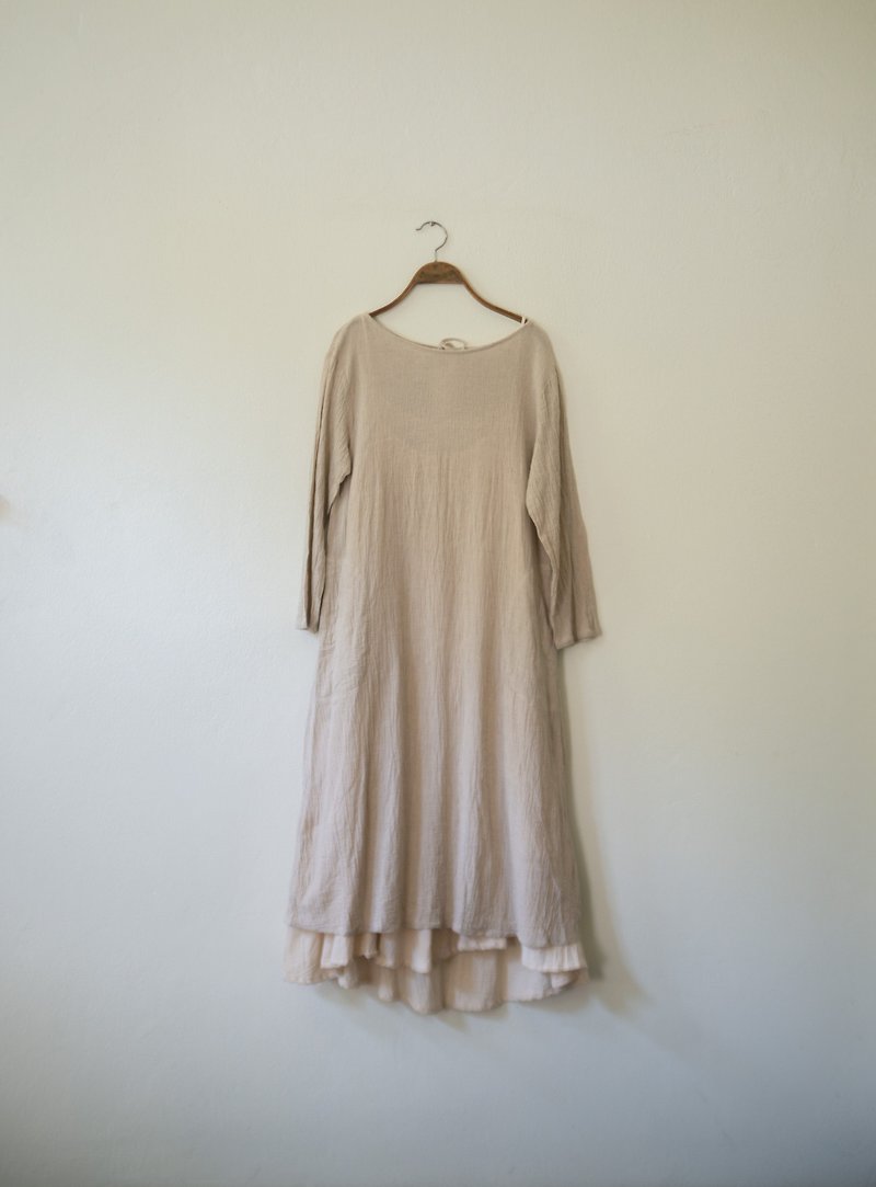 I got your back | Double Dress Set | Linen meets Cotton - 洋装/连衣裙 - 棉．麻 咖啡色