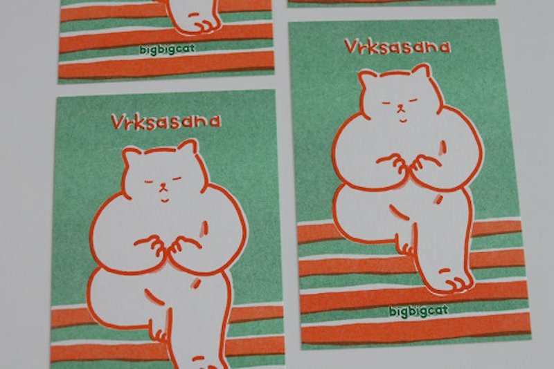 大猫明信片 - Vrksasana - 卡片/明信片 - 纸 绿色