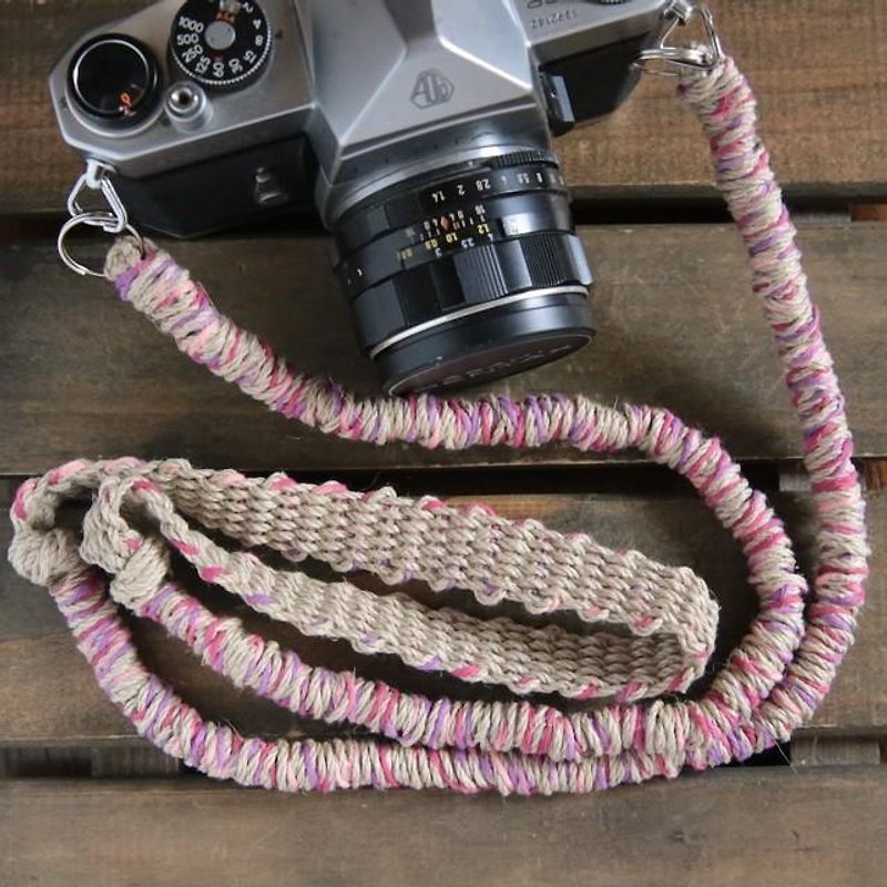 MIX麻カメラストラップpink/2重リング - 相机背带/脚架 - 棉．麻 粉红色