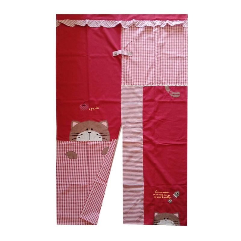 【BEAR BOY】苹果猫门帘150CM-红 - 门帘/门牌 - 其他材质 