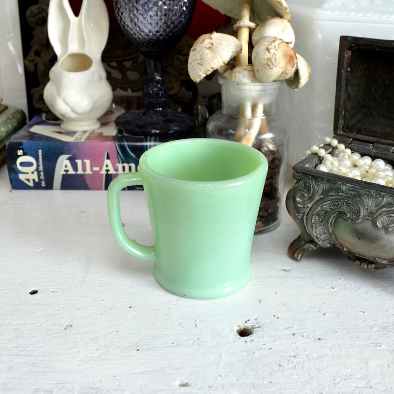 FIRE KING 翡翠绿玻璃D字手柄咖啡杯 60s Jadeite Coffee Mug - 咖啡杯/马克杯 - 玻璃 绿色