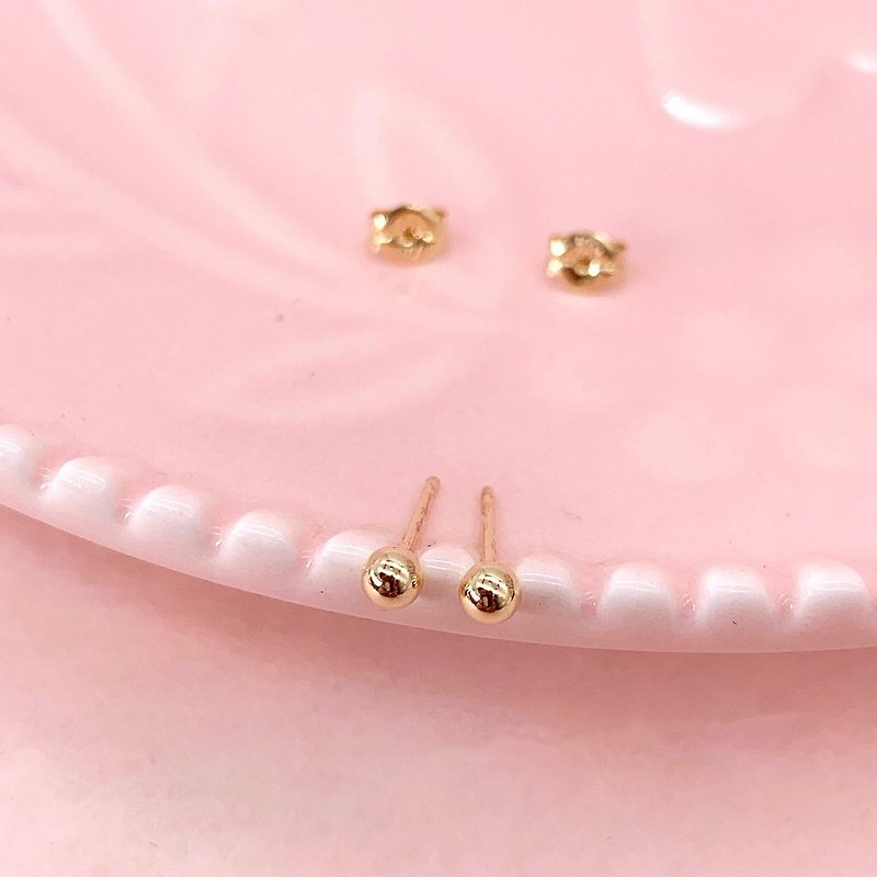 Aru 轻珠宝 微型珠宝 18k金 黄 3mm小金珠 - 耳环/耳夹 - 贵金属 金色