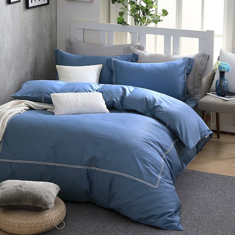 (特大)返真-优雅蓝-高质感60棉两用被床包四件组【6*7尺King 】 - 寝具 - 棉．麻 蓝色