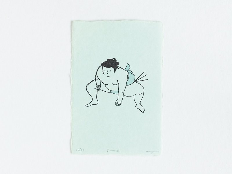 Sumo No.4 - Letterpress Print Limited Edition of 38 - 海报/装饰画/版画 - 纸 绿色