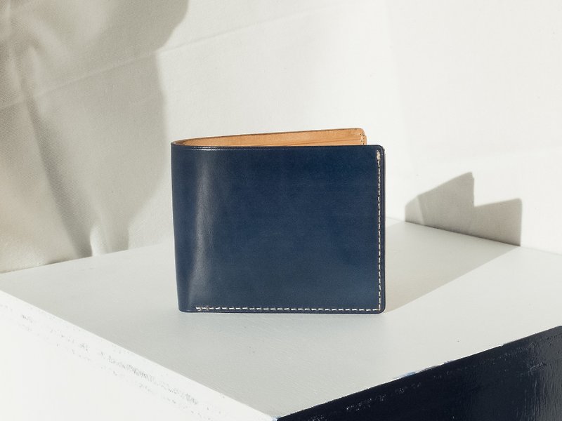 ALEX- HIGH QUALITY COW LEATHER FROM FRANCE SHORT WALLET- NAVY BLUE - 皮夹/钱包 - 真皮 蓝色