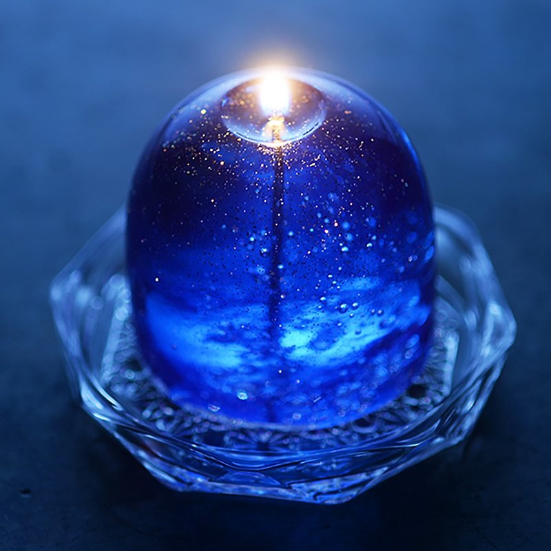流星キャンドル  ソーサー付き - 蜡烛/烛台 - 蜡 蓝色
