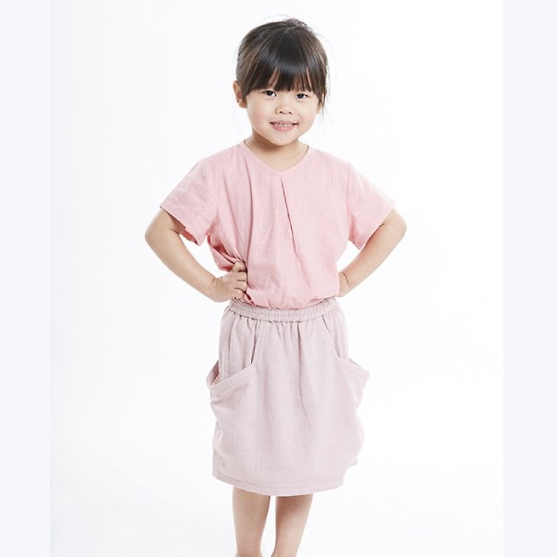 N0221 女童花苞造型裙-彩凤仙 - 其他 - 棉．麻 粉红色