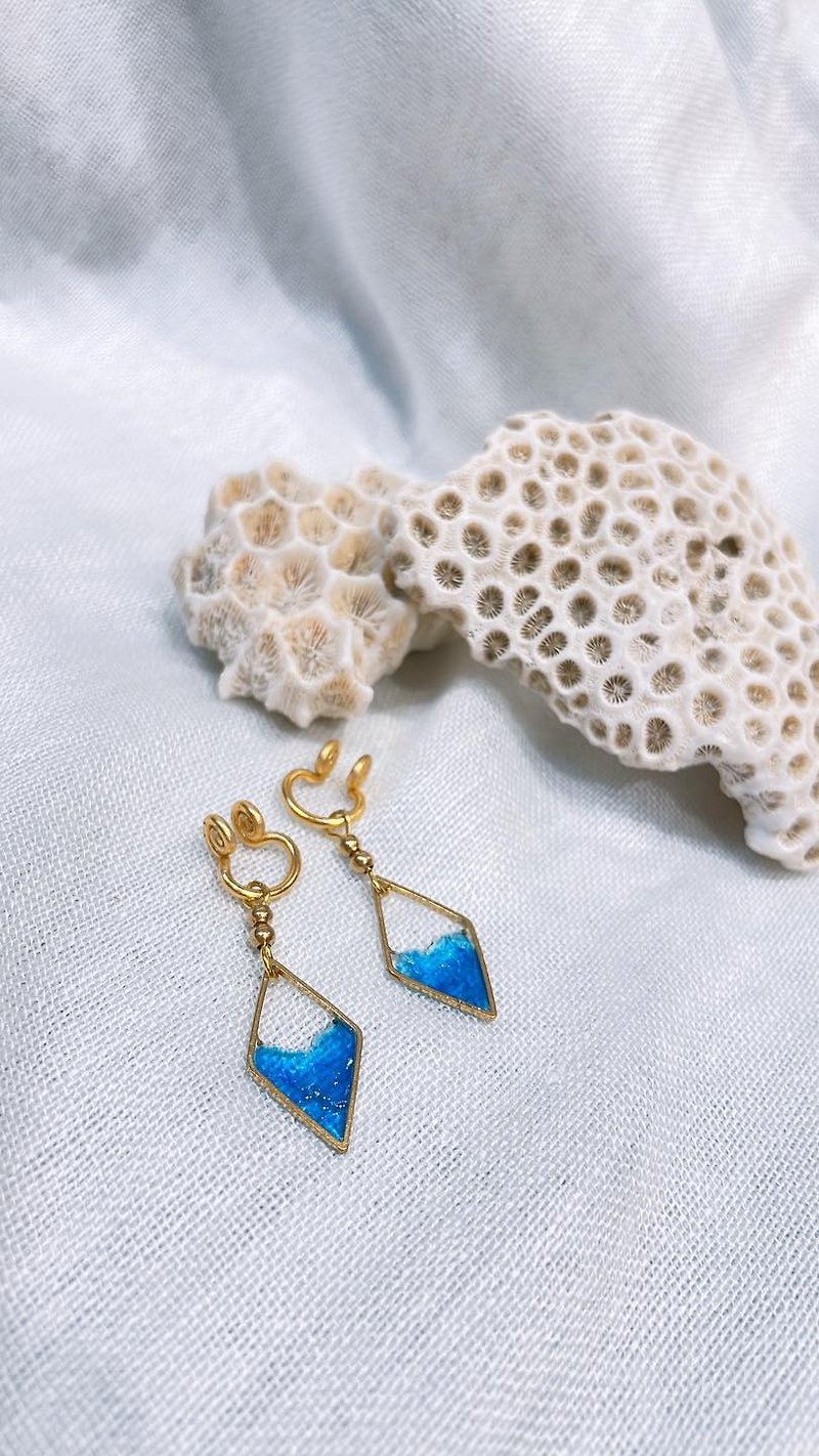 小菱形 | 海洋款 - 耳环/耳夹 - 其他材质 蓝色