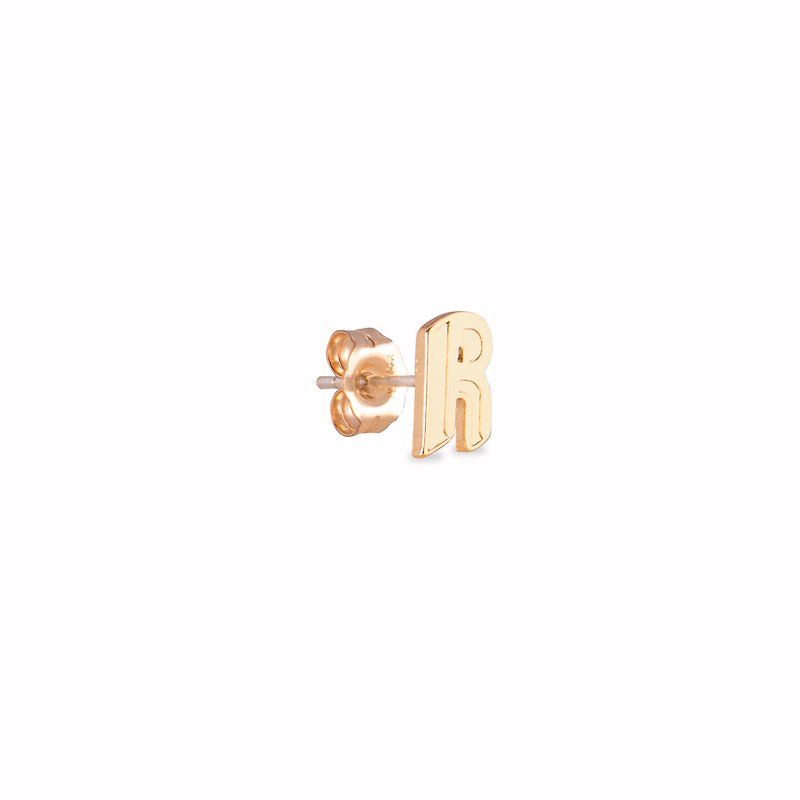英文字母耳环 R -纯银镀金耳环 (单只) - 耳环/耳夹 - 纯银 金色