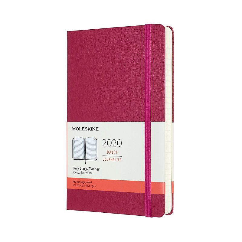 MOLESKINE 2020 日记 12M 硬壳 - L 型桃红色 - 烫金服务 - 笔记本/手帐 - 纸 粉红色