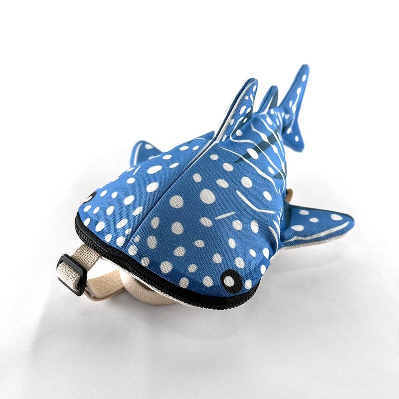 设计款WS117a - 【纯棉帆布】鲸鲨立体造型背包#S - 侧背包/斜挎包 - 棉．麻 蓝色