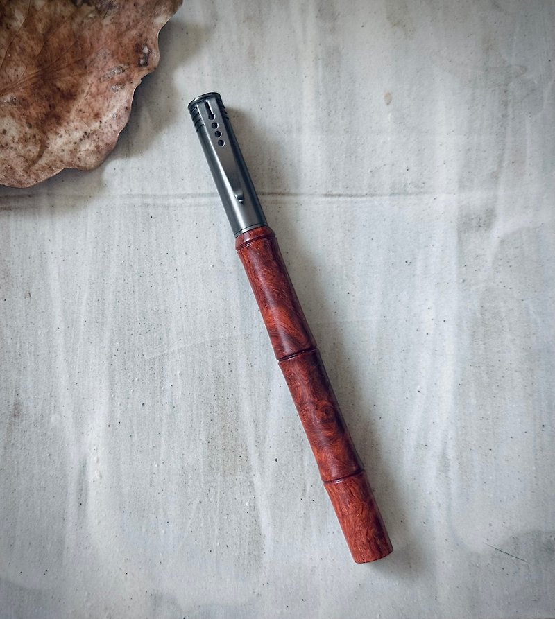 (竹节)半封端缅甸花梨树瘤 钢笔(黑钛色) - 钢笔 - 木头 
