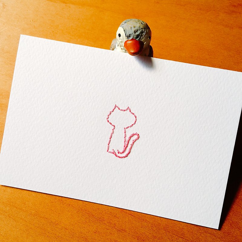 优雅猫  针线缝图 卡片 - 卡片/明信片 - 纸 多色