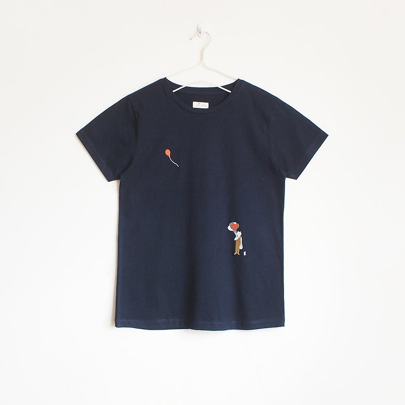 balloon boy t-shirt : navy - 女装 T 恤 - 棉．麻 蓝色
