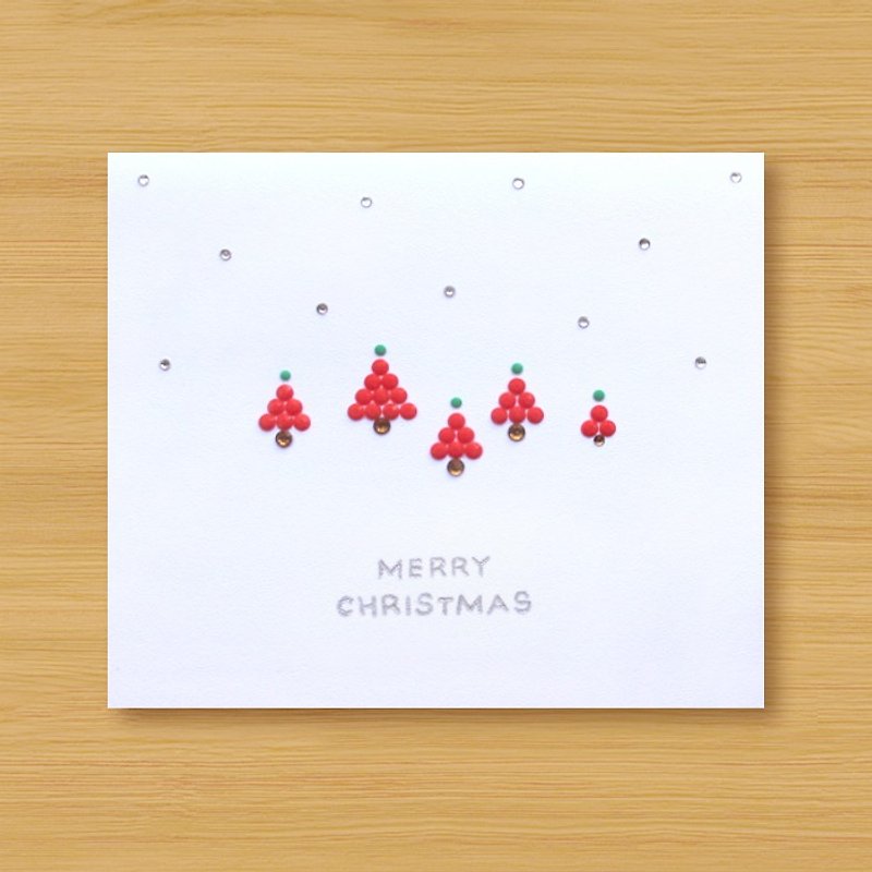 手工贴钻卡片 _ 圣诞小小森林 C  ... 圣诞节、圣诞树 - 卡片/明信片 - 纸 红色