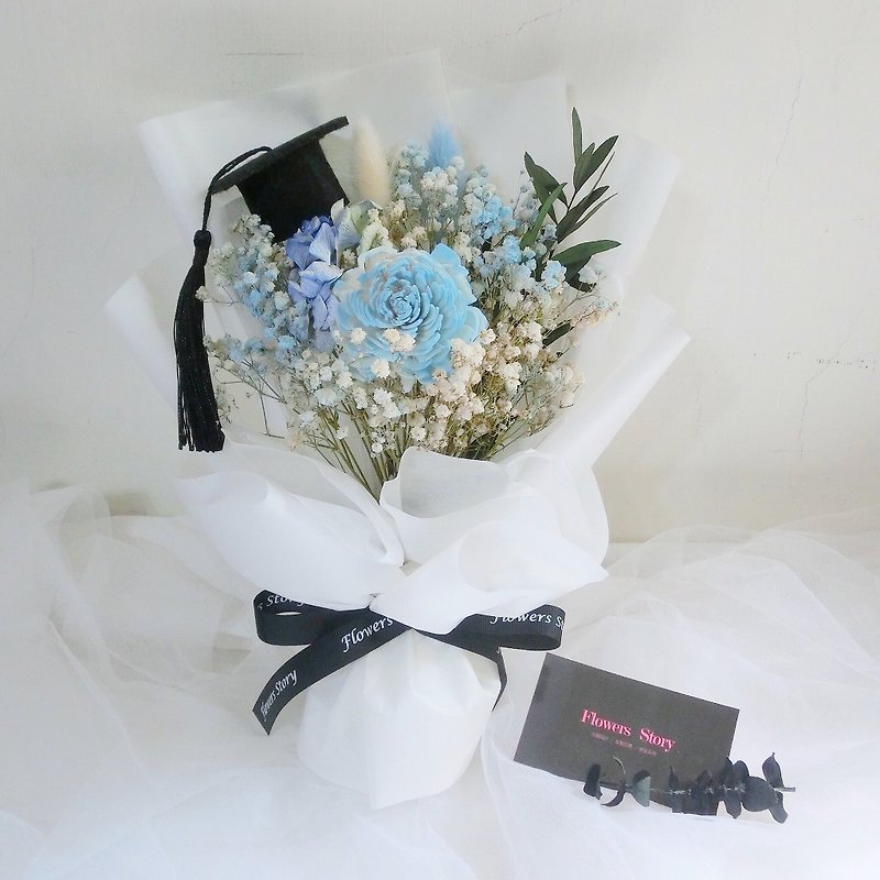 毕业限定-给你的祝福-天蓝太阳玫瑰 - 干燥花/捧花 - 植物．花 蓝色