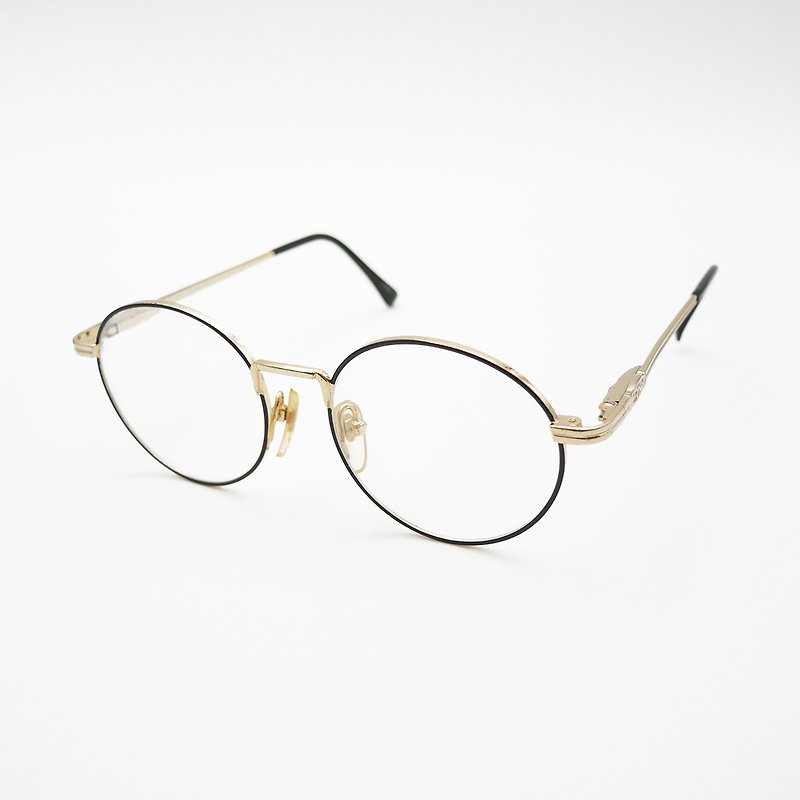 梦露眼镜店 / 日本K金圆框眼镜 no.A20 vintage - 眼镜/眼镜框 - 24k 金 黑色