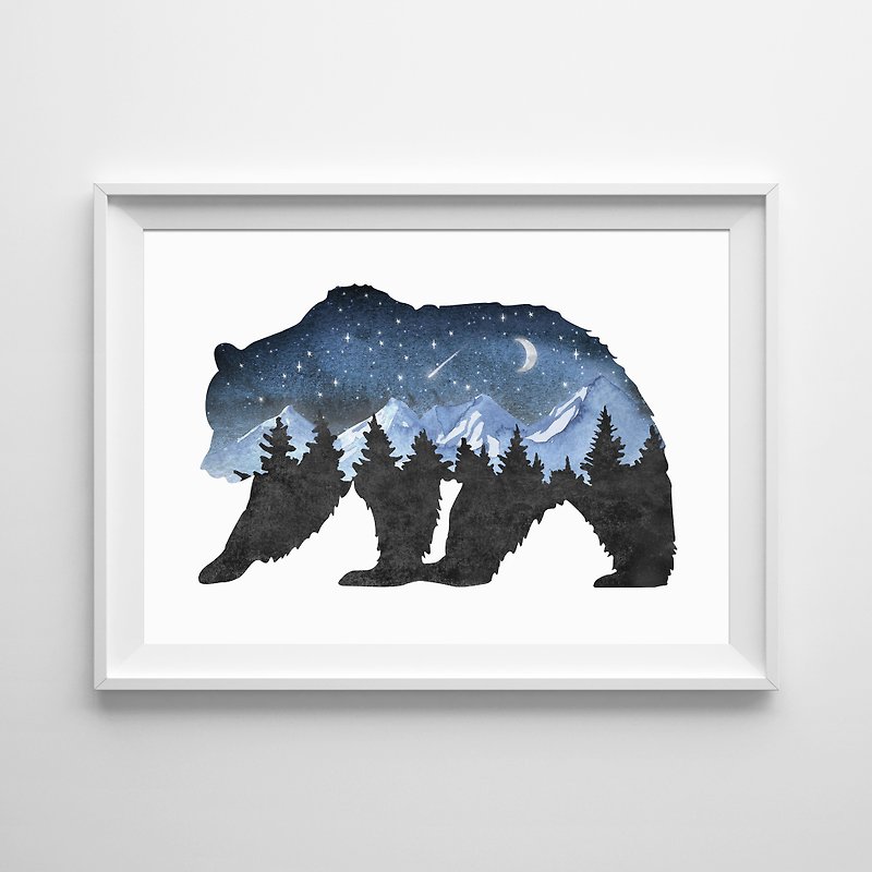 Forest bear print 可定制化 挂画 海报 - 墙贴/壁贴 - 纸 