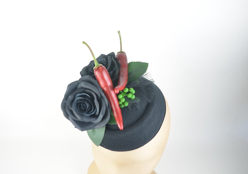 头饰 头带 个性黑玫瑰和深红辣椒 滑稽 Pin U - 发饰 - 其他材质 黑色