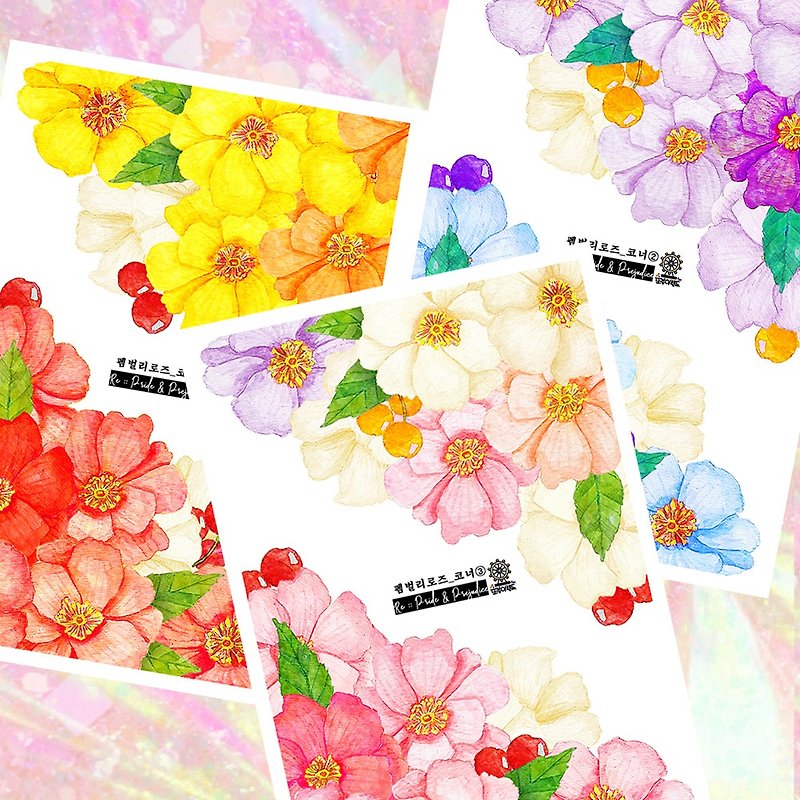 *Pemberley Rose Corner Deco Stickers (3colors) - 贴纸 - 纸 